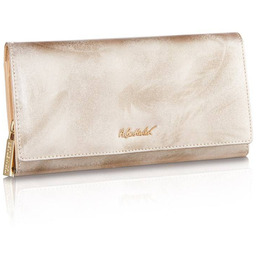 Portfel damski skórzany BETLEWSKI srebrny BPD-FTS-106