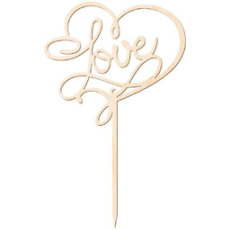 Topper drewniany na tort Love - 15 cm