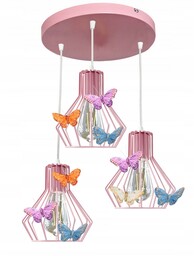 Lampa sufitowa wisząca żyrandol Bell różowa dla dziewczynki