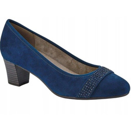 Jana Czółenka Niebieskie Z Ozdobnymi Cyrkoniami Na Słupku