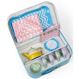 Kolorowy serwis herbaciany w walizce dla Dzieci Czajnik