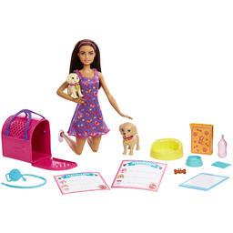 Lalka Barbie Adopcja Piesków lalka 2 pieski zestaw