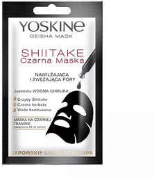 Yoskine Geisha Mask maska na czarnej tkaninie Shiitake