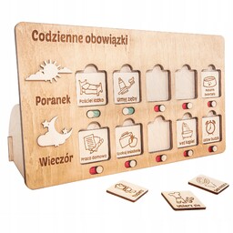 tablica obowiązków Motywacyjna dla dzieci Drewniana planer obowiązków
