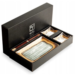 Japoński zestaw porcelany do sushi żółto-brązowy, 6 elementów