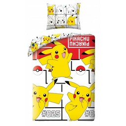 Halantex Pościel bawełniana 140x200 Pokemony żółta poszewka 70x90