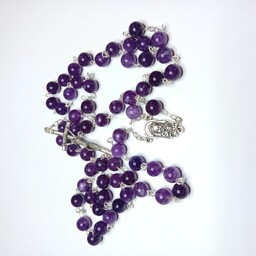 Różaniec do Pierwszej Komunii kamień naturalny ametyst 8mm