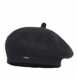 Beret damski z angory LIWIA Czarny