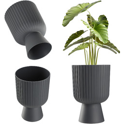 Doniczka na nóżce Golem 14 cm, antracyt