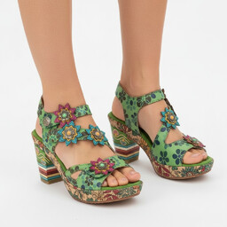 Laura Vita Sandały damskie, ze skóry naturalnej ozdobne