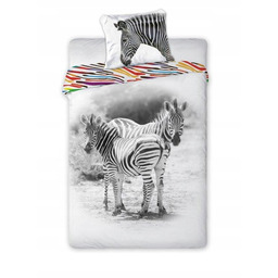 Komplet pościeli 140x200 cm 100% bawełna zebra