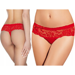 Ewana 037 Koronkowe Stringi - Szorty Czerwony XL