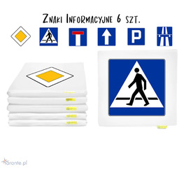 Poduszki edukacyjne do siedzenia znaki drogowe informacyjne (ekoskóra)