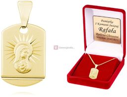 Srebrny (pr.925) pozłacany medalik Matka Boska Madonna łańcuszek
