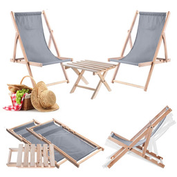 Zestaw stolik kawowy do leżaków Anjouin naturalny +