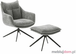 Fotel relaksacyjny PARKER z podnóżkiem Czarny, Antracyt