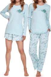 Bawełniana piżama damska Dn-nightwear PM.4354 niebieska 3-PACK