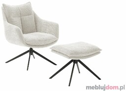 Fotel relaksacyjny PARKER z podnóżkiem Kremowy, Czarny