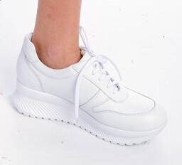 Pakamera Sneakersy skórzane suwak + sznurówki (7067)