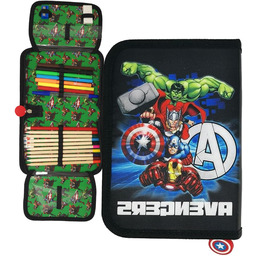Piórnik Avengers Czarny Dwupłatowy 20X14 CM Z Wypełnieniem