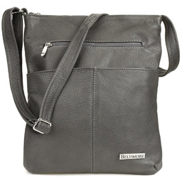 Szara skórzana listonoszka damska torebka na ramię Beltimore