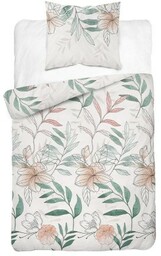 Pościel satynowa 140x200 Home Satin 126 biała zielona