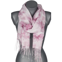 Szalik damski szal cienki wiosenny PASTELOWE KWIATKI 180cm