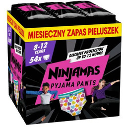 PAMPERS NINJAMAS Pieluchomajtki na noc dla dziewczynek 8-12