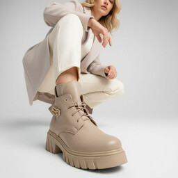 Armodo Beżowe Botki Modne Obuwie Damskie