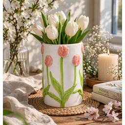 Pakamera Wazon ceramiczny z tulipanami 22x11,5x11,5 cm TULIPANO