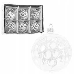 Szklane Bombki Choinkowe Zestaw 6 szt. Przezroczyste Bombki