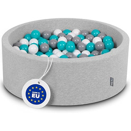 KiddyMoon Suchy Basen 90X30cm/200Piłek 7Cm, Okrągły Miękki Basen