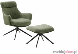 Fotel relaksacyjny PELION z podnóżkiem Oliwkowy, Czarny