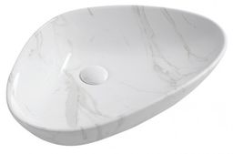 Umywalka ceramiczna nablatowa efekt biały marmur 58,5x39x14 cm