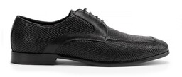 Męskie derby ze skóry naturalnej z plecionką czarne