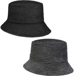 Kapelusz Dwustronny Cord Denim Bucket by bedacht, ciemnoszary,