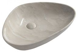 Umywalka ceramiczna nablatowa efekt beżowy marmur 58,5x39x14 cm