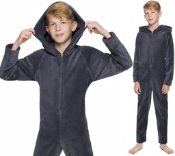Piżama Chłopięcy Kombinezon Kaptur Onesie 146