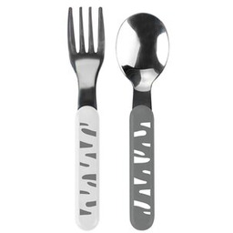 BABYONO Zestaw sztućców 1065/01 (2 elementy) Szaro-biały