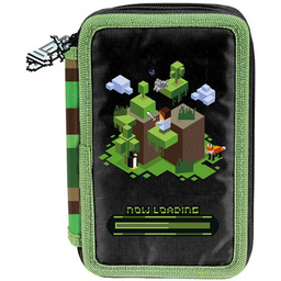 Piórnik szkolny 3-komorowy Paso Pixel Green Piksele Game