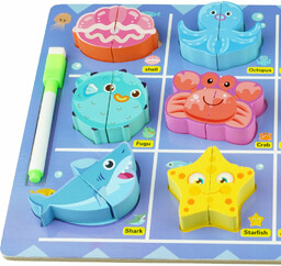 Drewniana układanka puzzle ryby morskie do krojenia