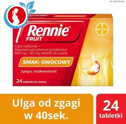 Rennie Fruit Zgaga i nadkwaśność, 24 tabletki