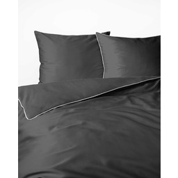 Pościel Makosatyna satynowa jednobarwna z lamówką 180x200 Szara