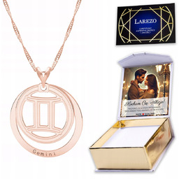 Naszyjnik Pozłacany 925 Bliźnięta Gemini Znak Zodiaku Para