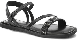 Czarne Sandały Tamaris Eleganckie Płaskie Buty