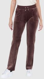 JUICY COUTURE Brązowe spodnie dresowe damskie z weluru