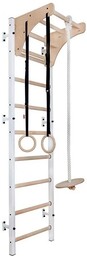 Drabinka gimnastyczna z regulowanym drążkiem i akcesoriami biały