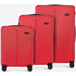 Zestaw walizek z ABS-u w drobne paski czerwony