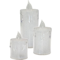 KOOPMAN Świeca dekoracyjna 7622103 LED Biały-transparentny (3 sztuki)