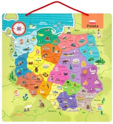 Układanka drewniana Mapa Polski (69 magnesów) Janod